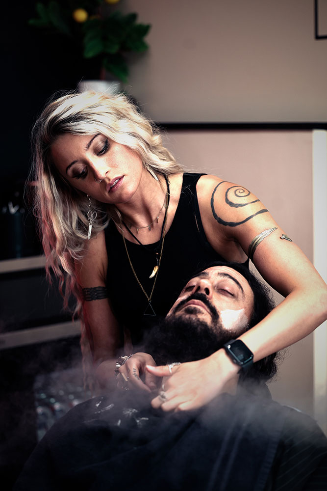 Ren Faith precision haircut at Black Hat Barber